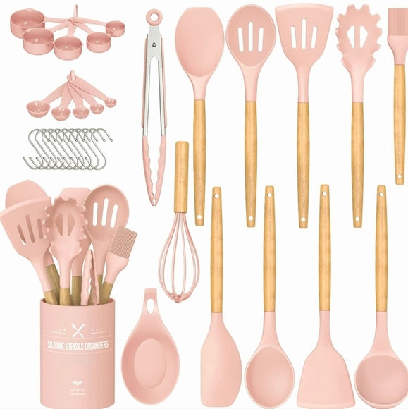 Other - 33 Pcs Silicone Cooking Utensils Set, Non-Stick, Heat Resistance (Pink)